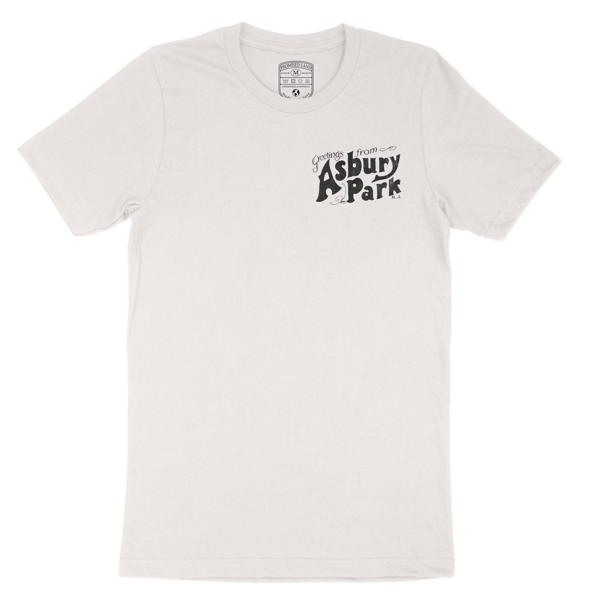 Asbury Park Greetings Script T-Shirt in Vintage - front view