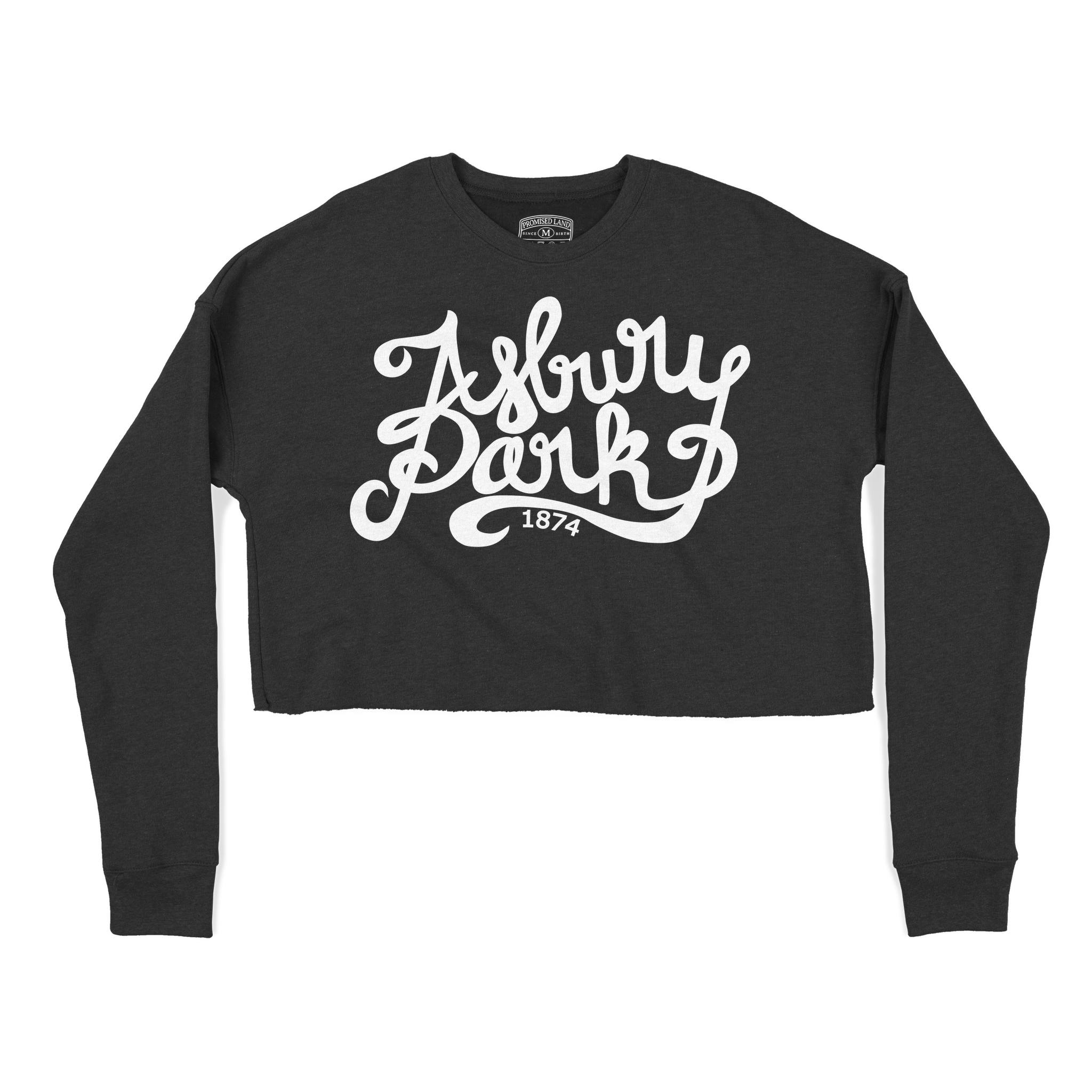 Asbury Park Script 1874 Cropped Crew in Black - front view