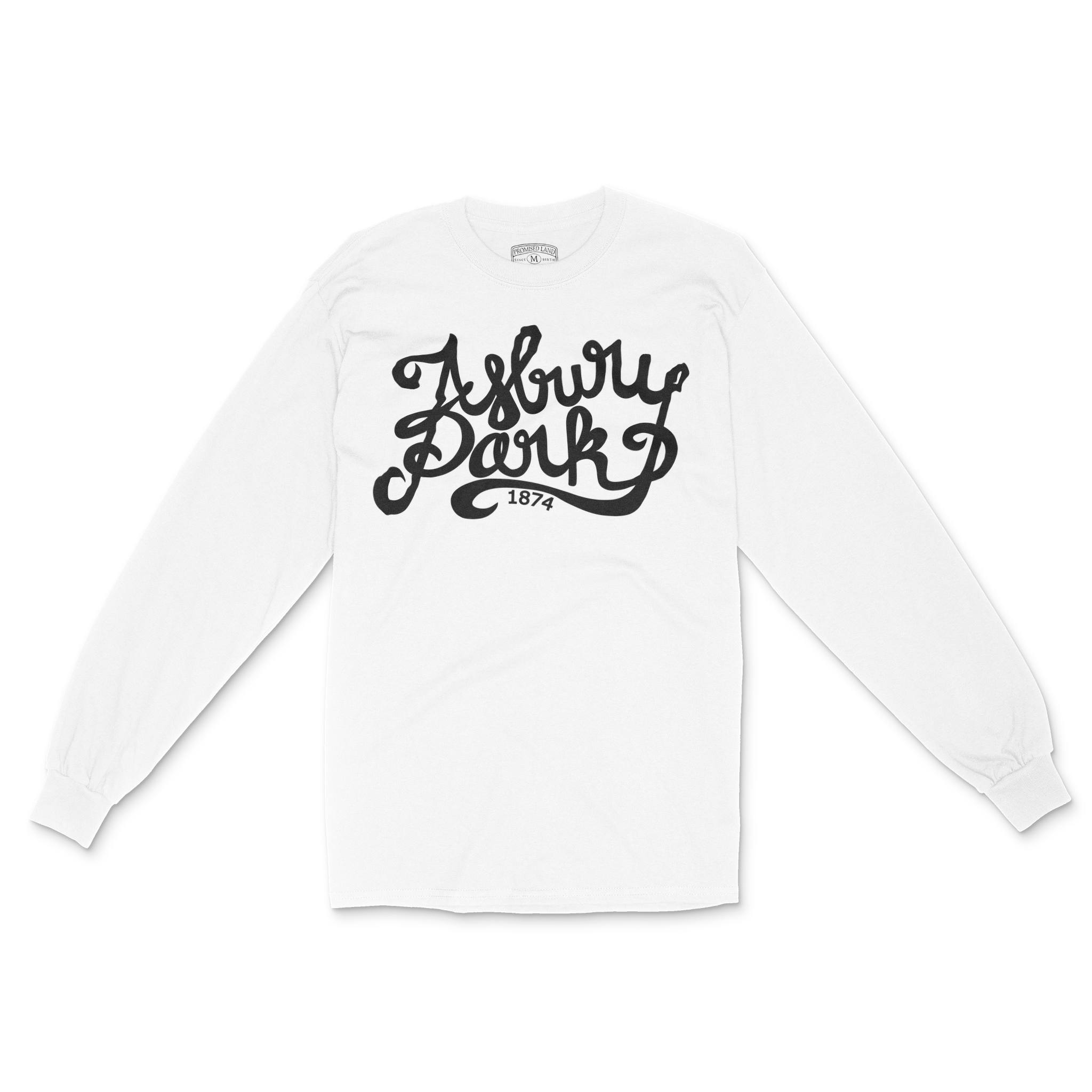 Asbury Park Script 1874 Longsleeve in White - front view
