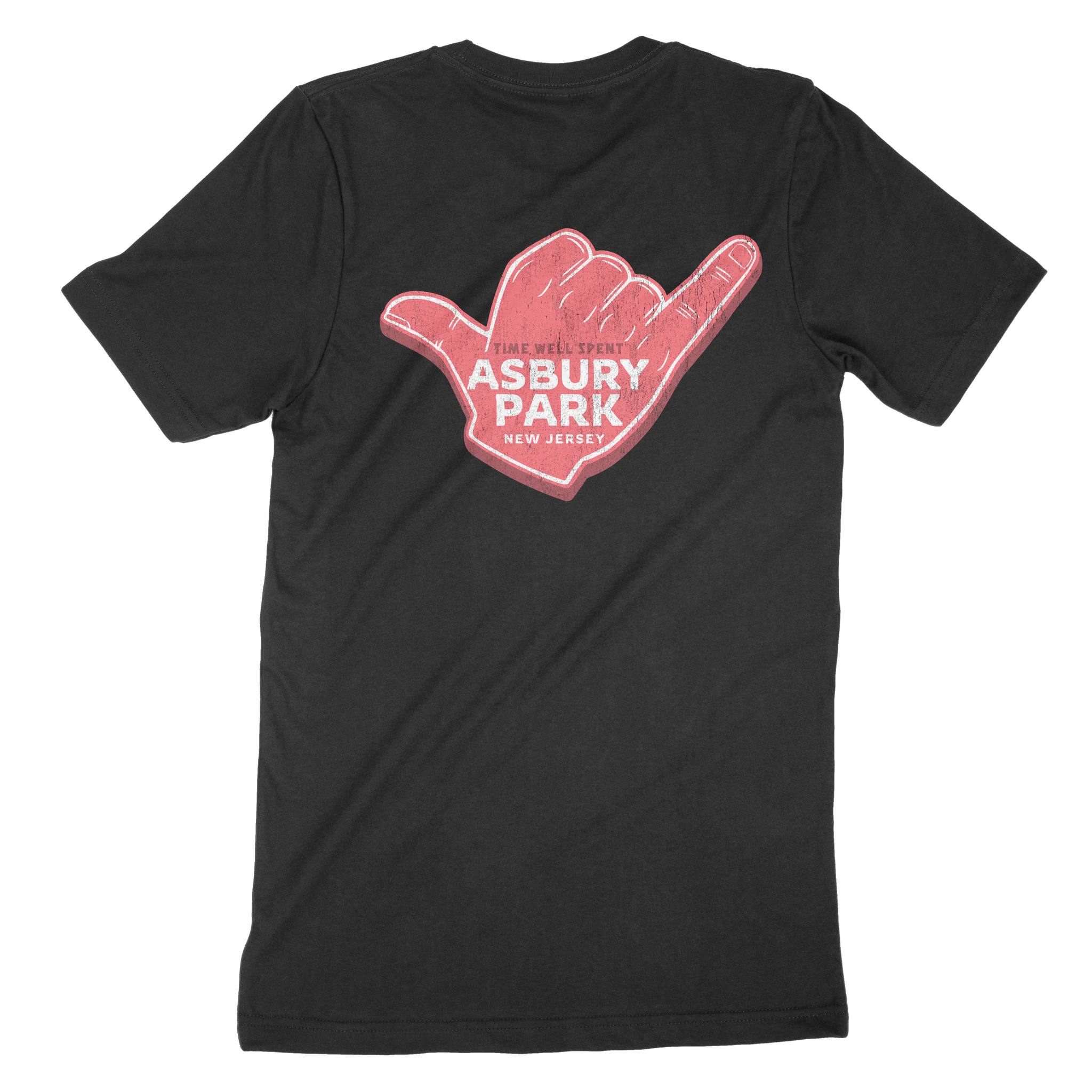 Asbury Park Foam Shaka T-Shirt in Black - back view