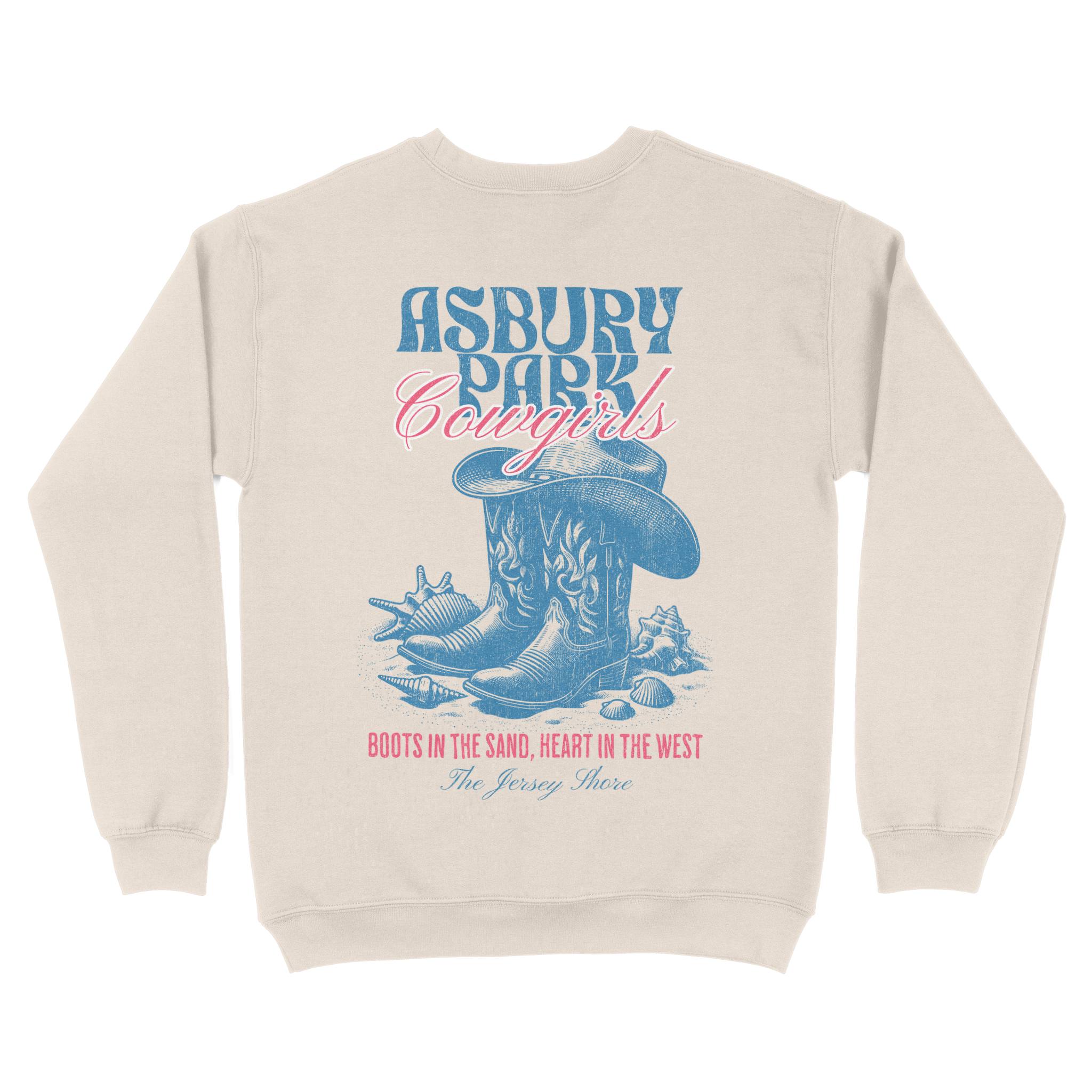 Asbury Park Cowgirls Boots Crewneck in Natural - back view