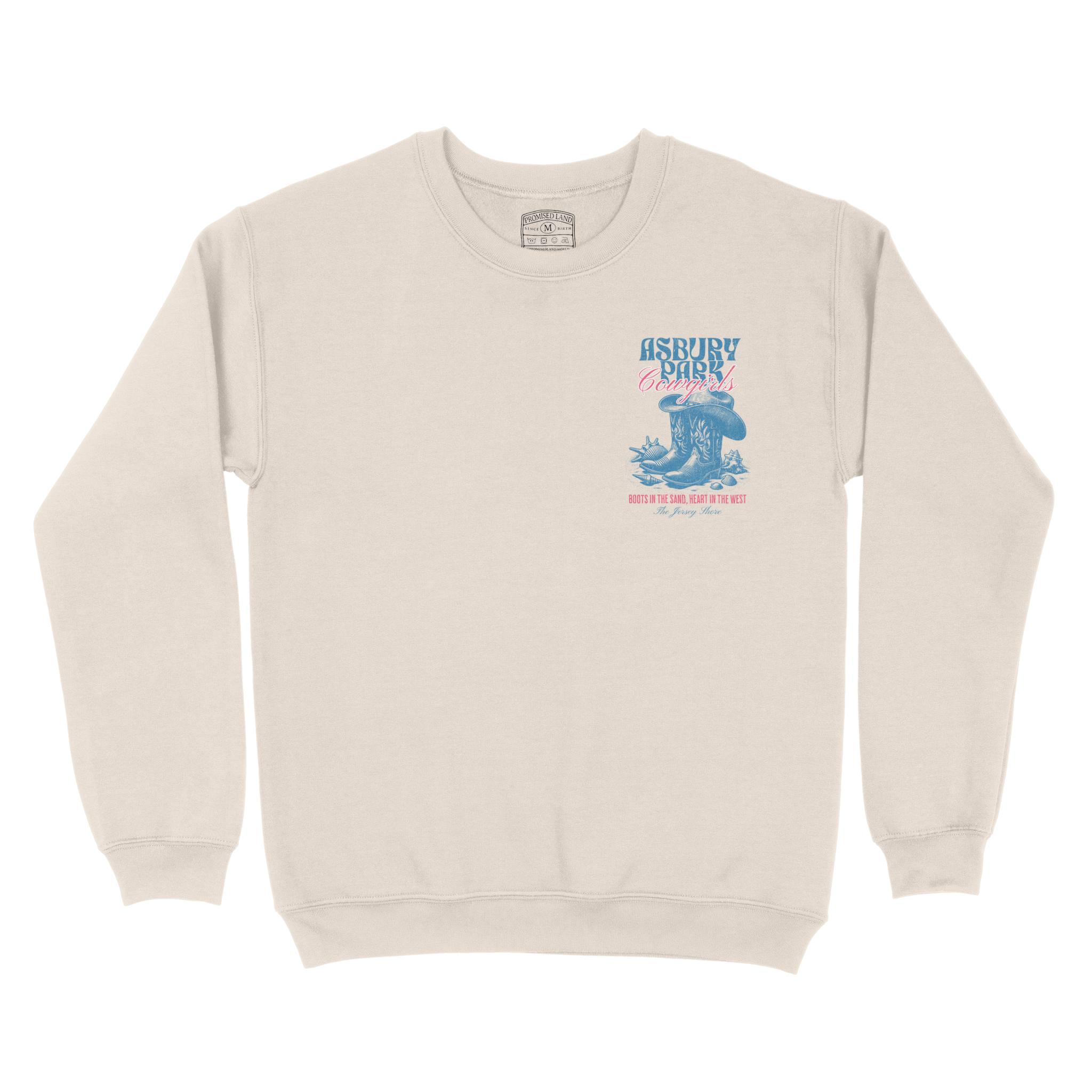 Asbury Park Cowgirls Boots Crewneck in Natural - front view