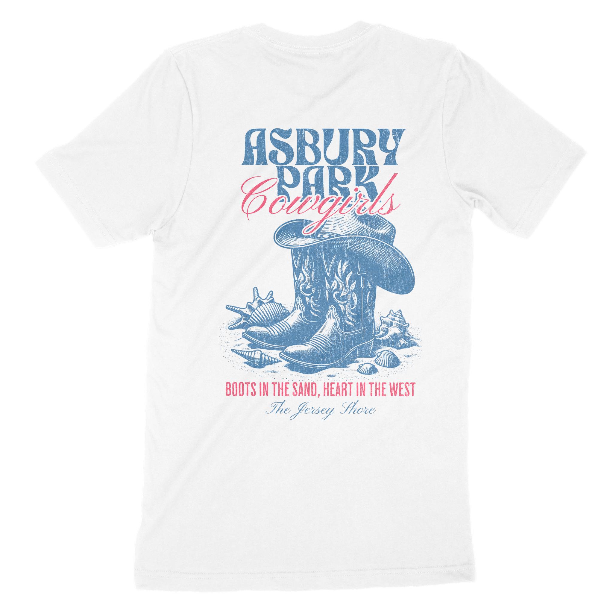 Asbury Park Cowgirls Boots T-Shirt in White - back view