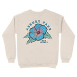 Asbury Park Hibiscus Blue Crewneck in Natural - back view