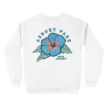 Asbury Park Hibiscus Blue Crewneck in White - back view