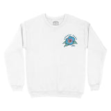 Asbury Park Hibiscus Blue Crewneck in White - front view