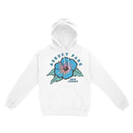 Asbury Park Hibiscus Blue Hoodie in White - front view