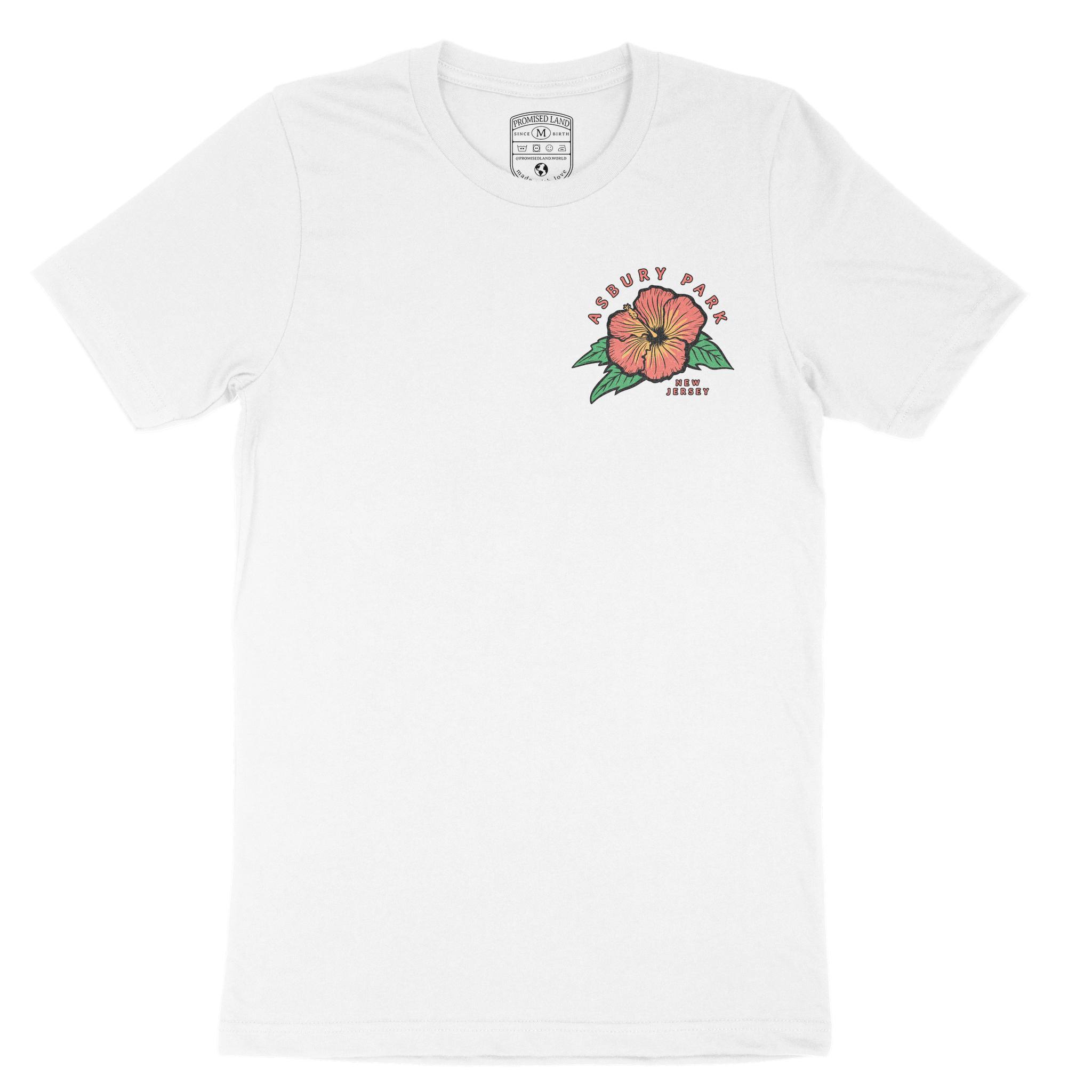 Asbury Park Hibiscus Red T-Shirt in White - front view