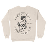 Asbury Park Land Meets Sea Skull Crewneck in Natural - back view