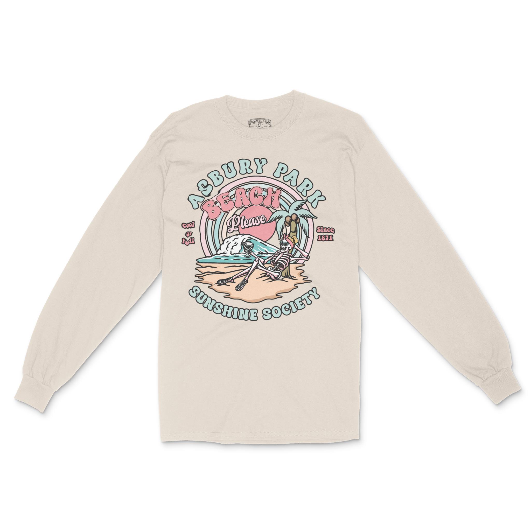 Asbury Park Beach Please Longsleeve in Natural - front view