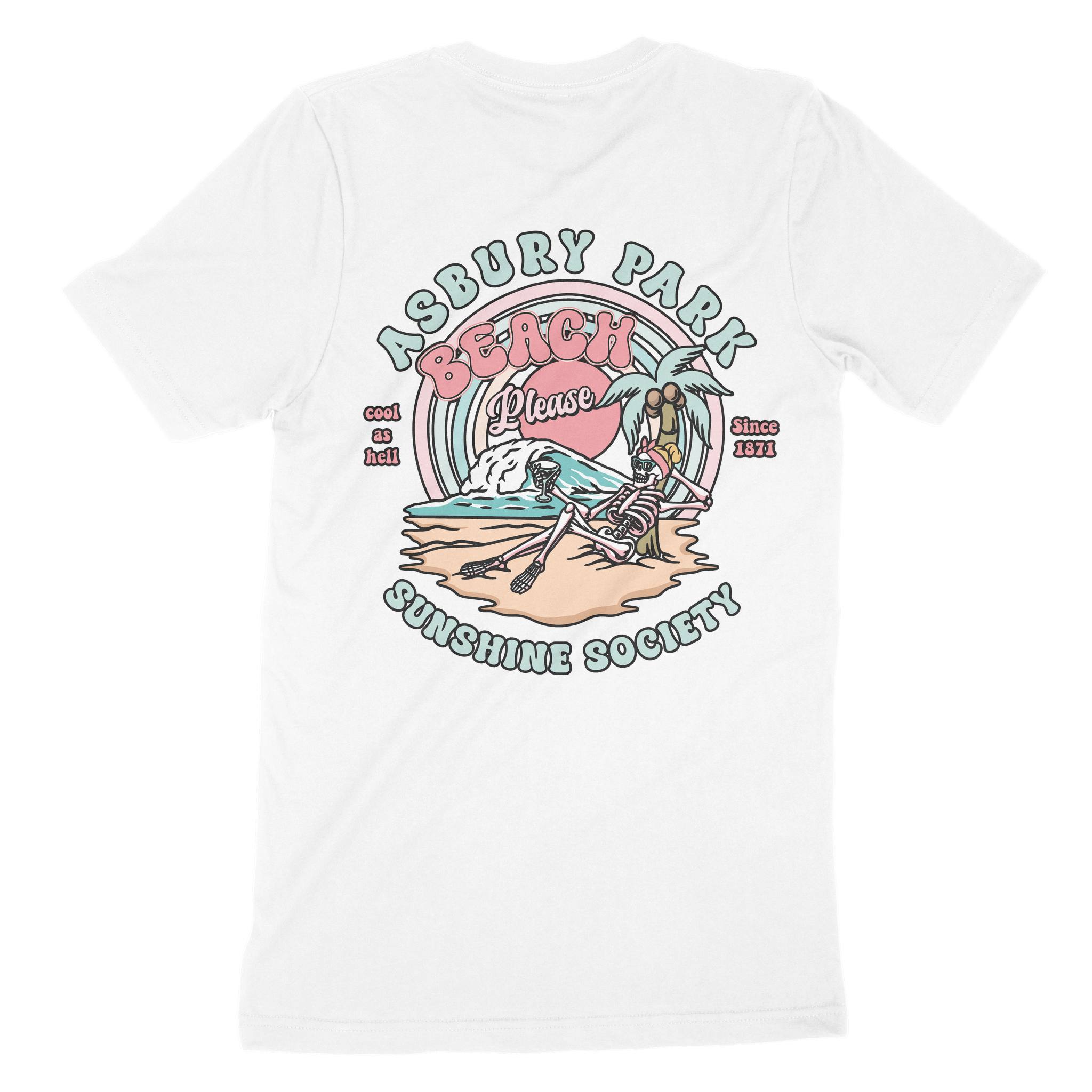 Asbury Park Beach Please T-Shirt in White - back view