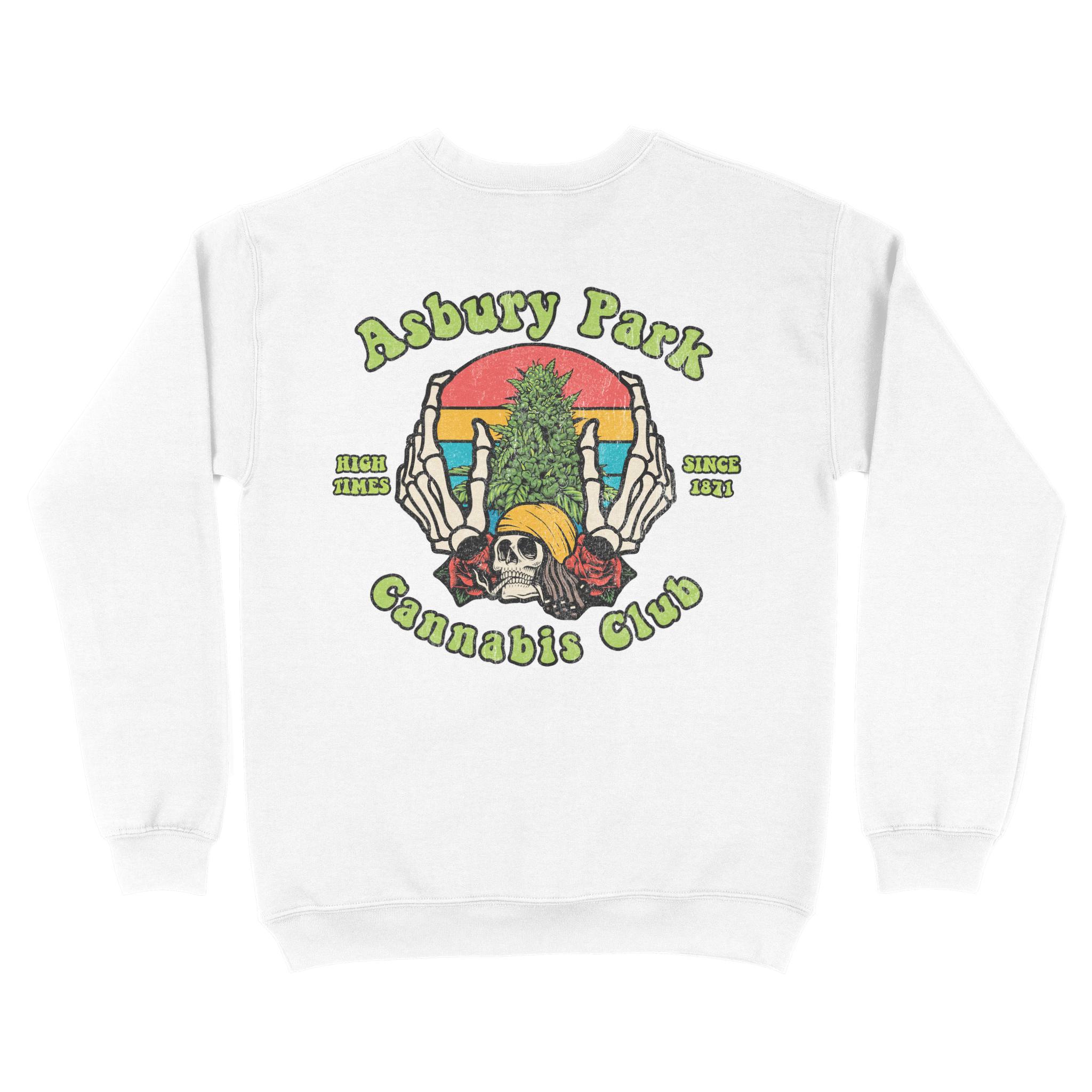 Asbury Park Cannabis Club Crewneck in White - back view