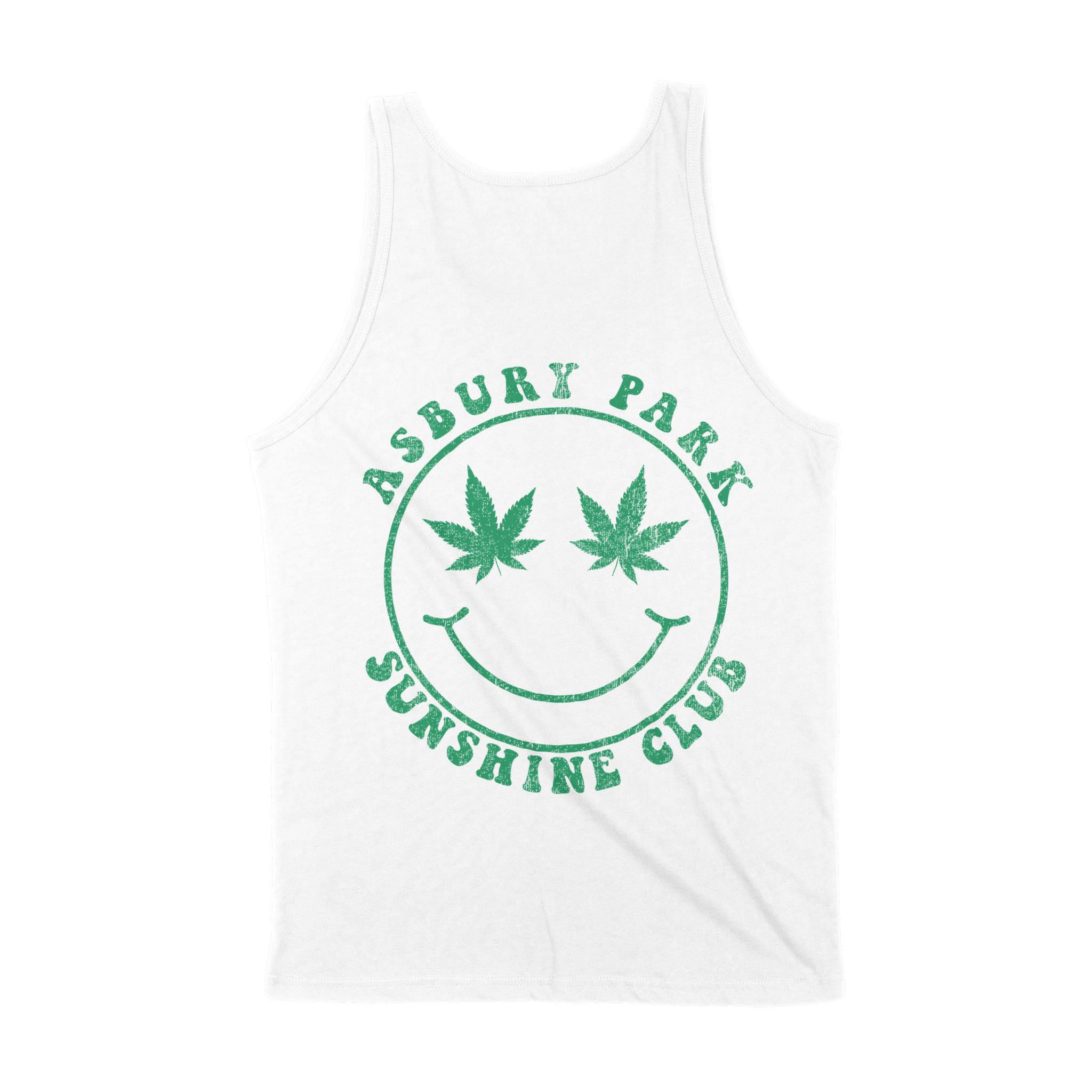Asbury Park Cannabis Smile Tank Top in White - back view