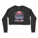 Asbury Park Synthwave Drive Cropped Crew in Black - front view