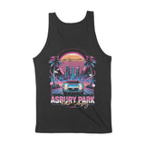 Asbury Park Synthwave Drive Tank Top in Black - back view