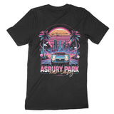 Asbury Park Synthwave Drive T-Shirt in Black - back view
