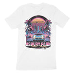 Asbury Park Synthwave Drive T-Shirt in White - back view