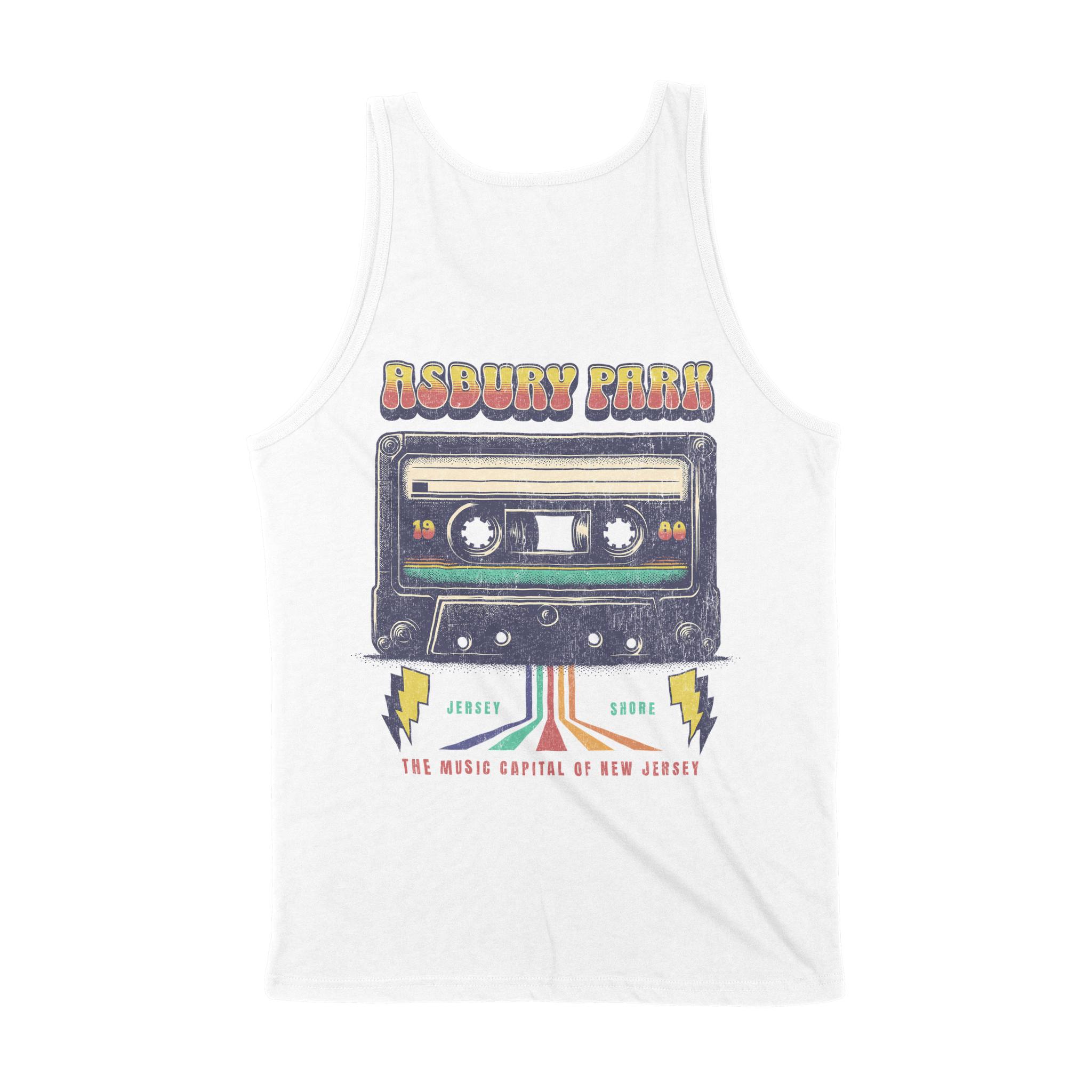 Asbury Park Mixtape Tank Top in White - back view