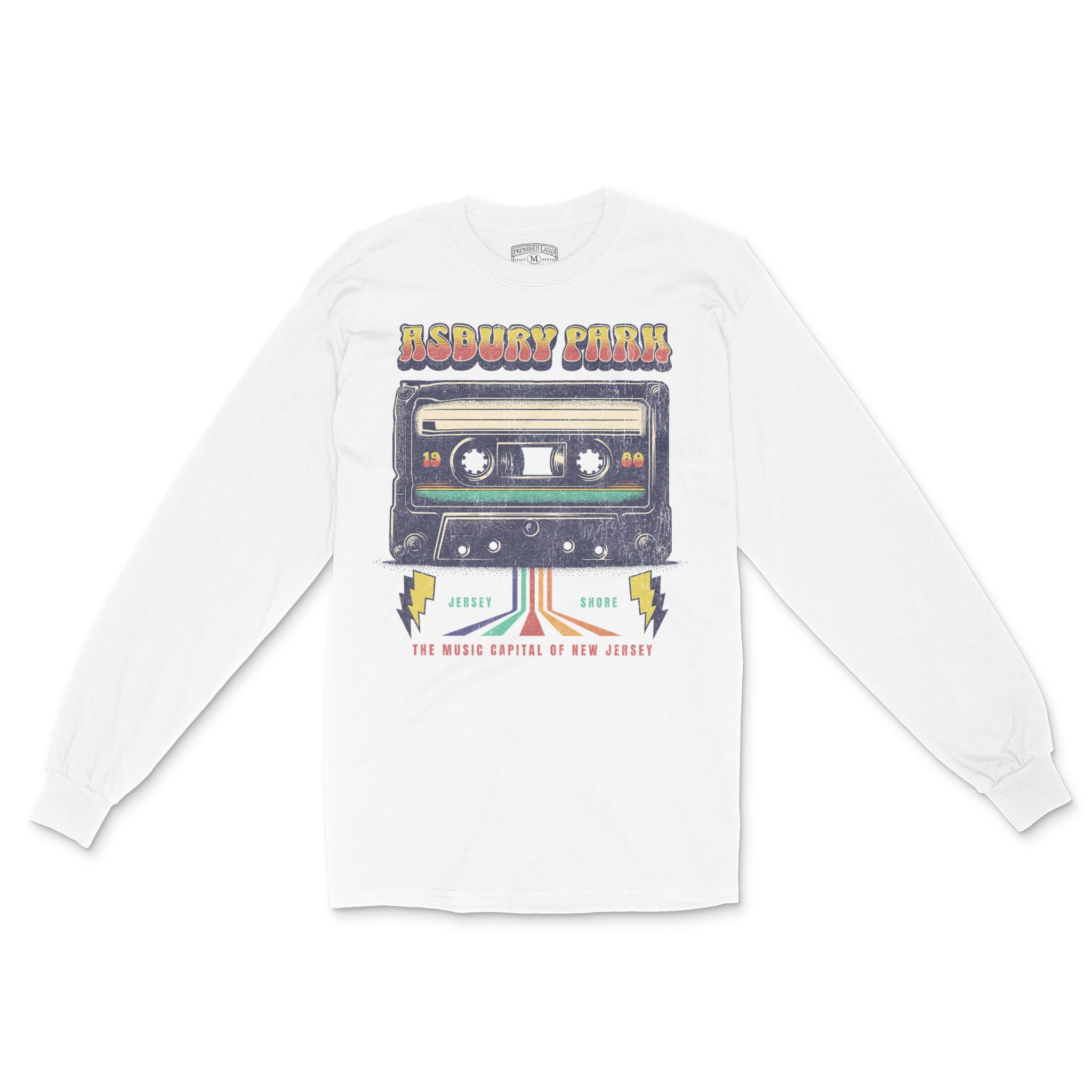 Asbury Park Mixtape Longsleeve in White - front view