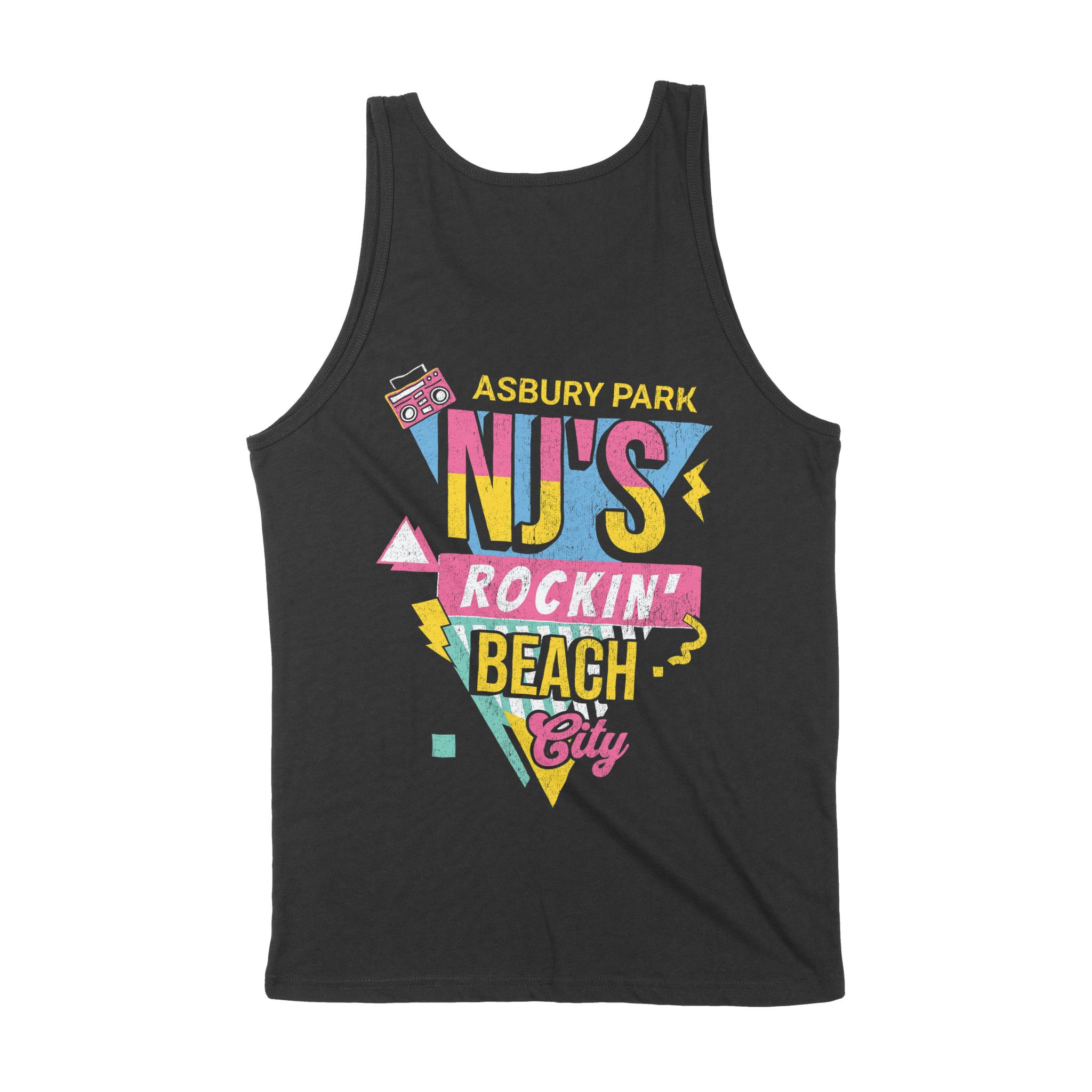 Asbury Park Rockin Beach City Tank Top in Black - back view
