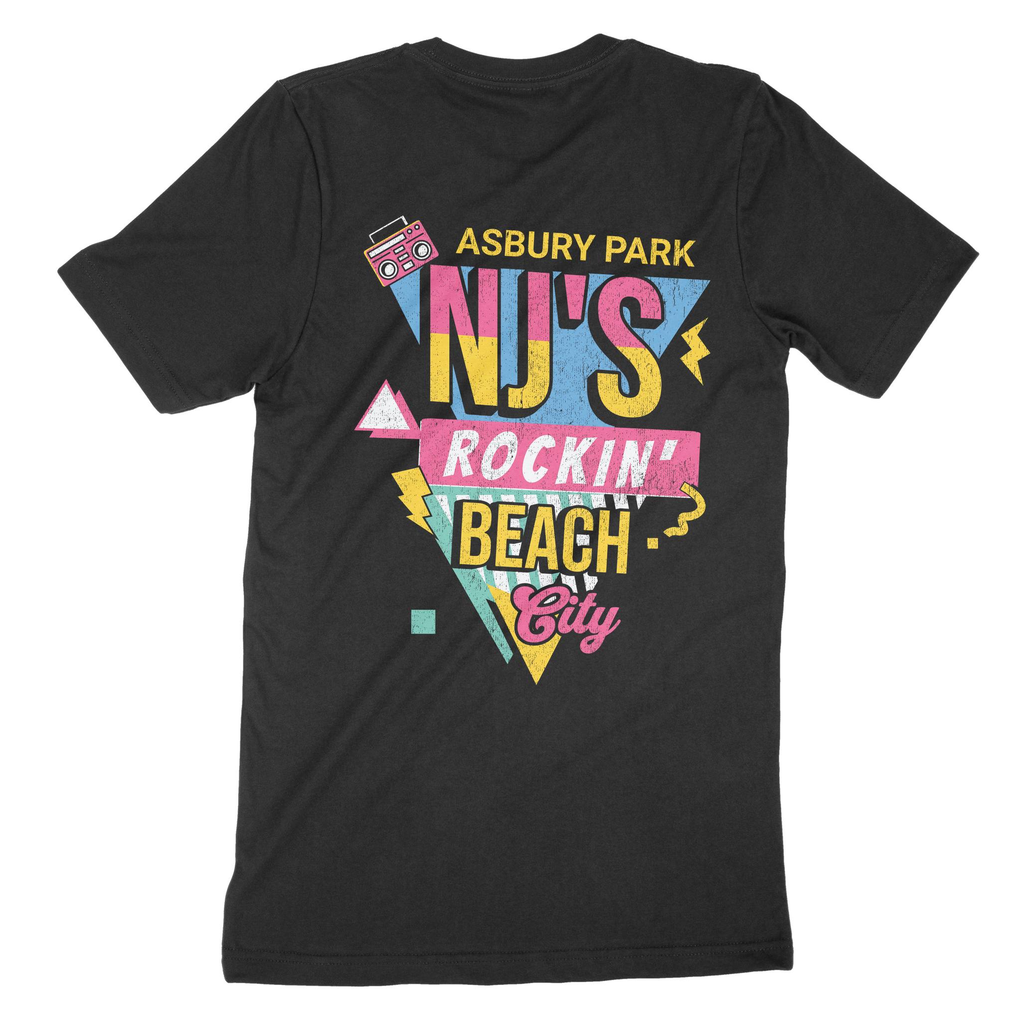 Asbury Park Rockin Beach City T-Shirt in Black - back view