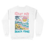 Asbury Park Beach Vibes Crewneck in White - back view