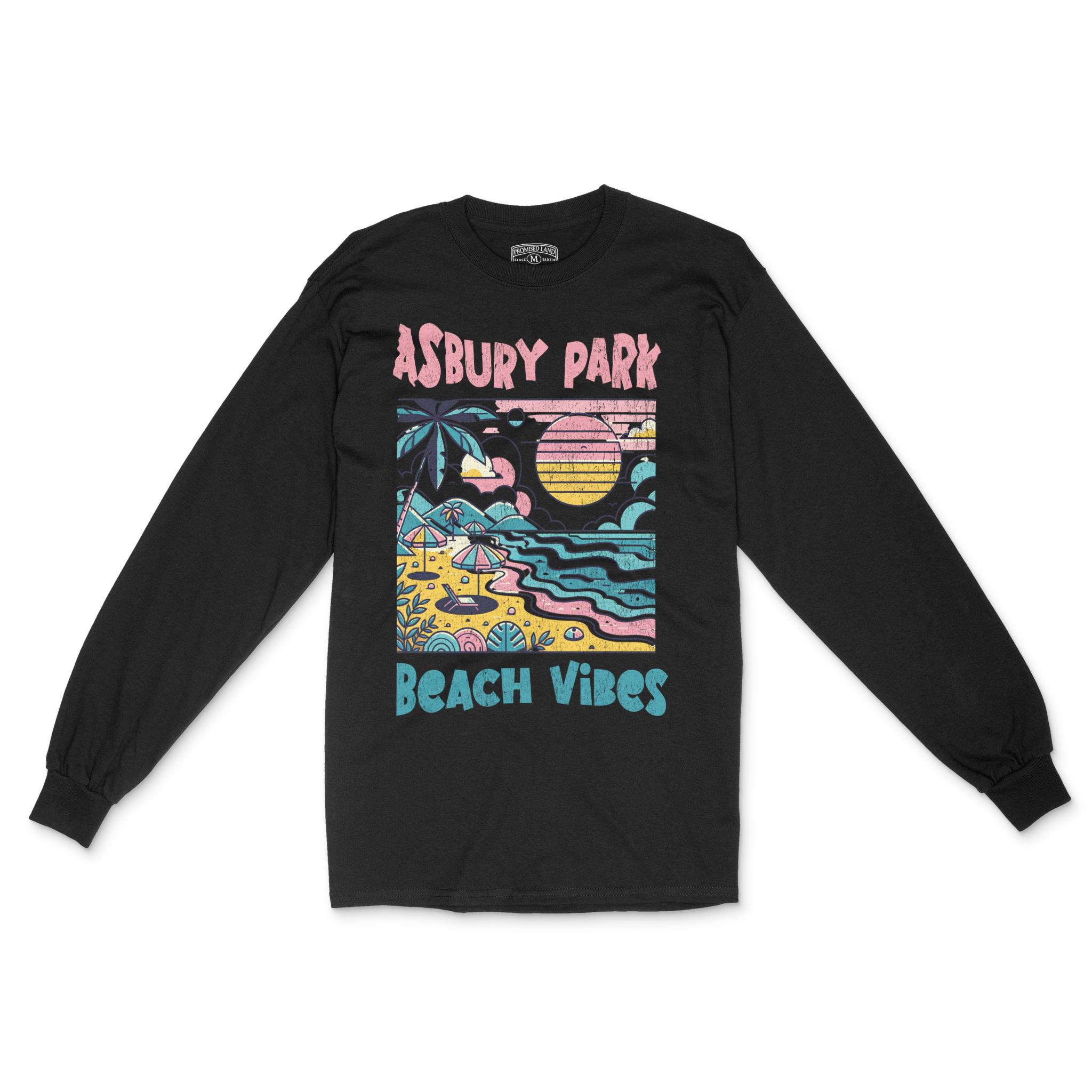 Asbury Park Beach Vibes Longsleeve in Black - front view