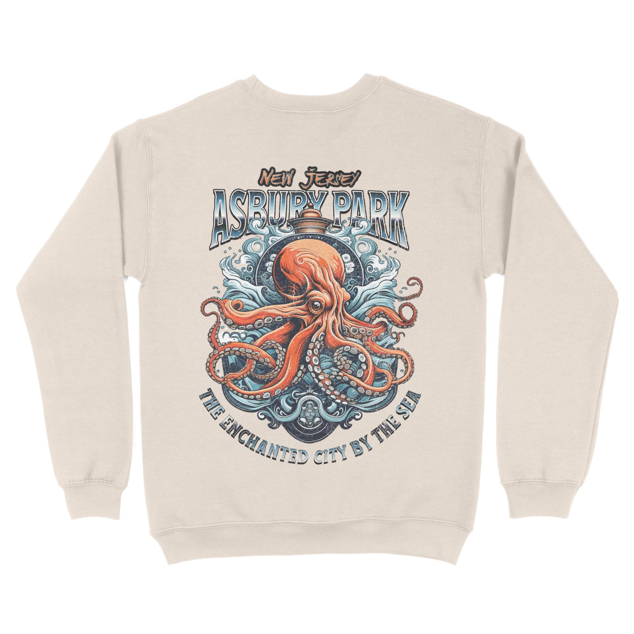 Asbury Park Octopus Captain Crewneck in Natural - back view