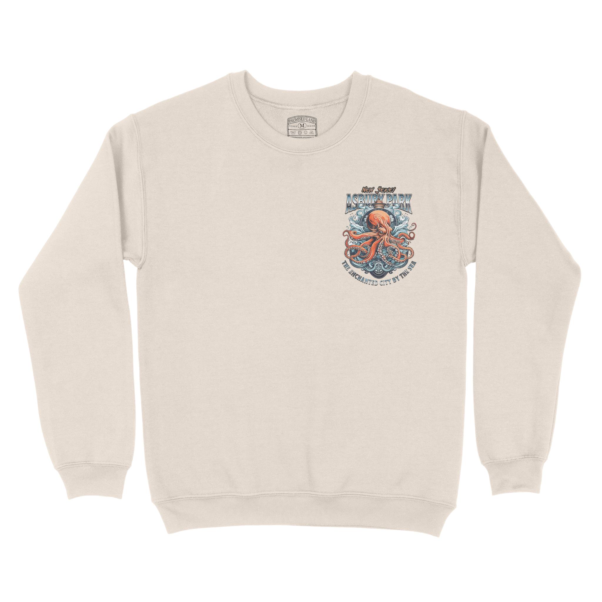 Asbury Park Octopus Captain Crewneck in Natural - front view
