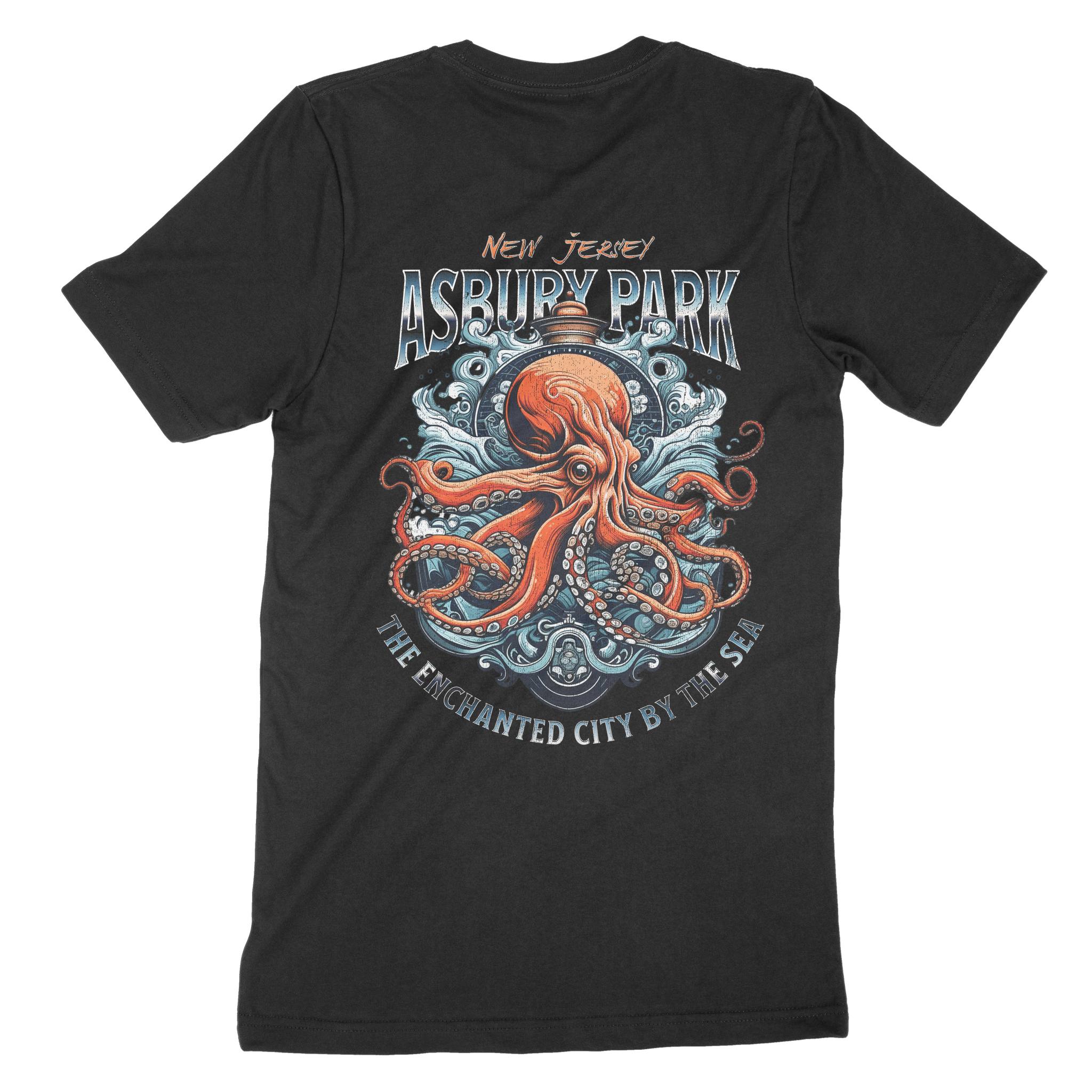 Asbury Park Octopus Captain T-Shirt in Black - back view