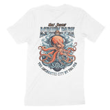 Asbury Park Octopus Captain T-Shirt in White - back view