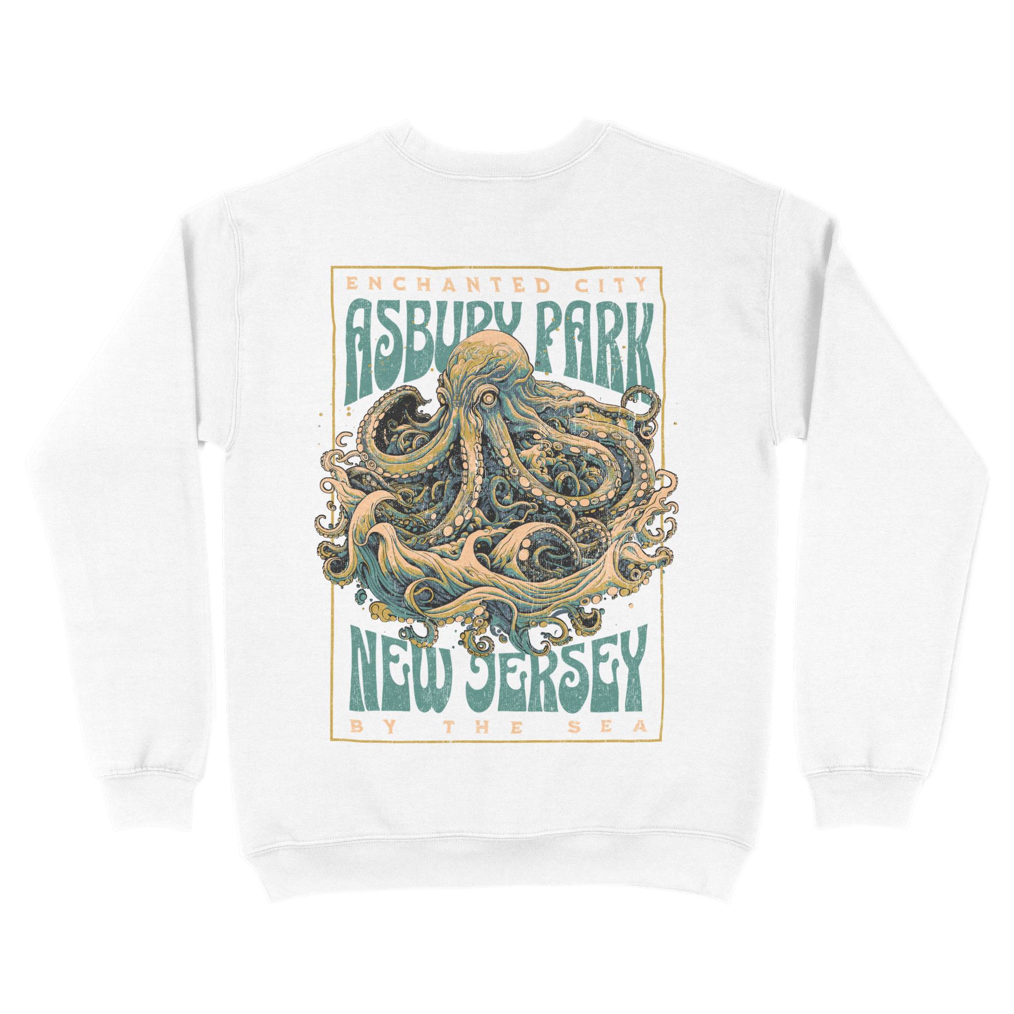 Asbury Park Enchanted Octopus Crewneck in White - back view