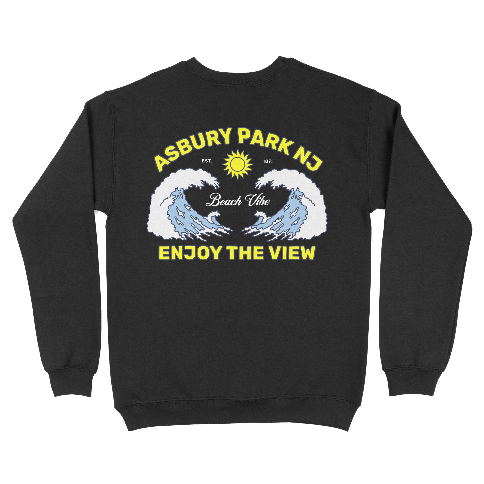 Asbury Park Enjoy The View Crewneck in Black - back view