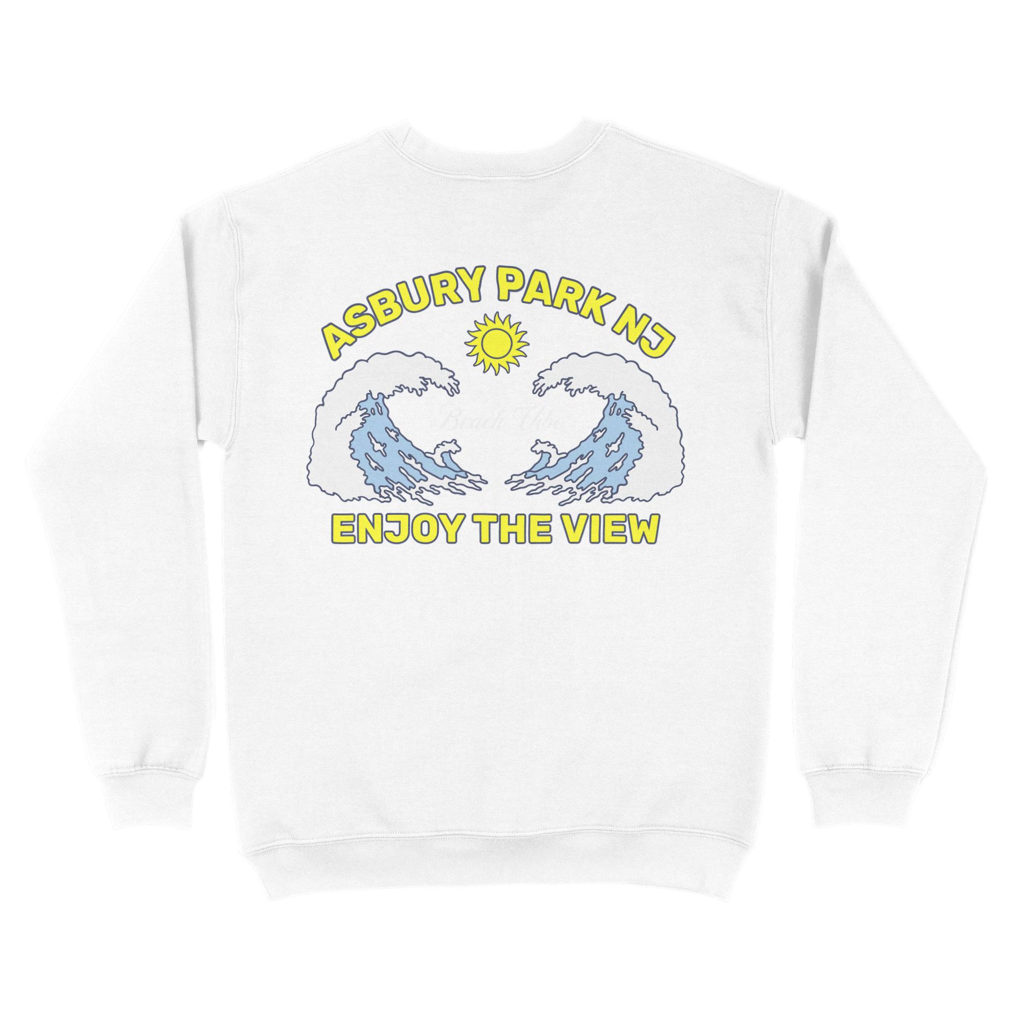 Asbury Park Enjoy The View Crewneck in White - back view