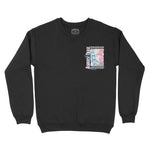 Asbury Park Pinup Palms Crewneck in Black - front view
