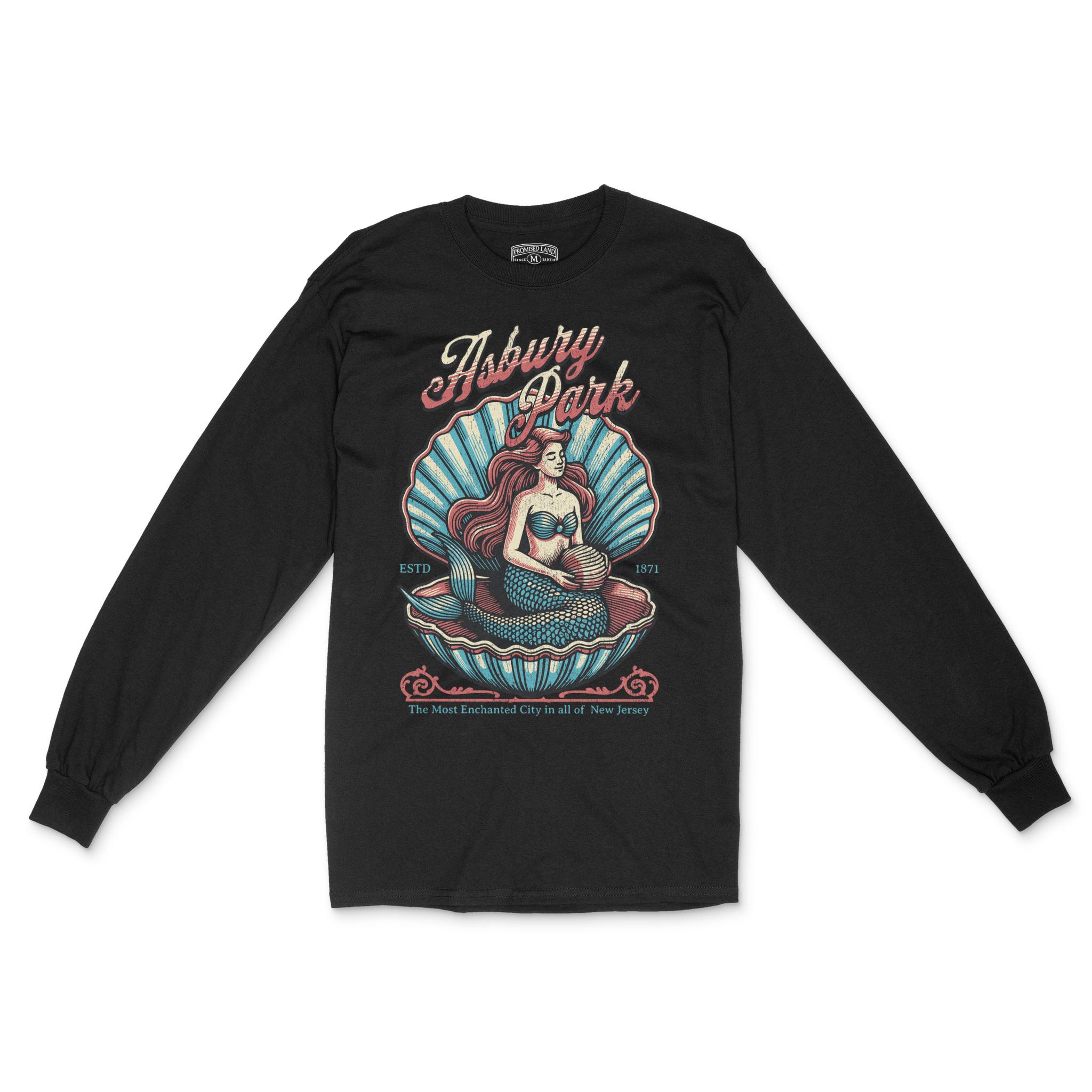 Asbury Park Shell Siren Longsleeve in Black - front view