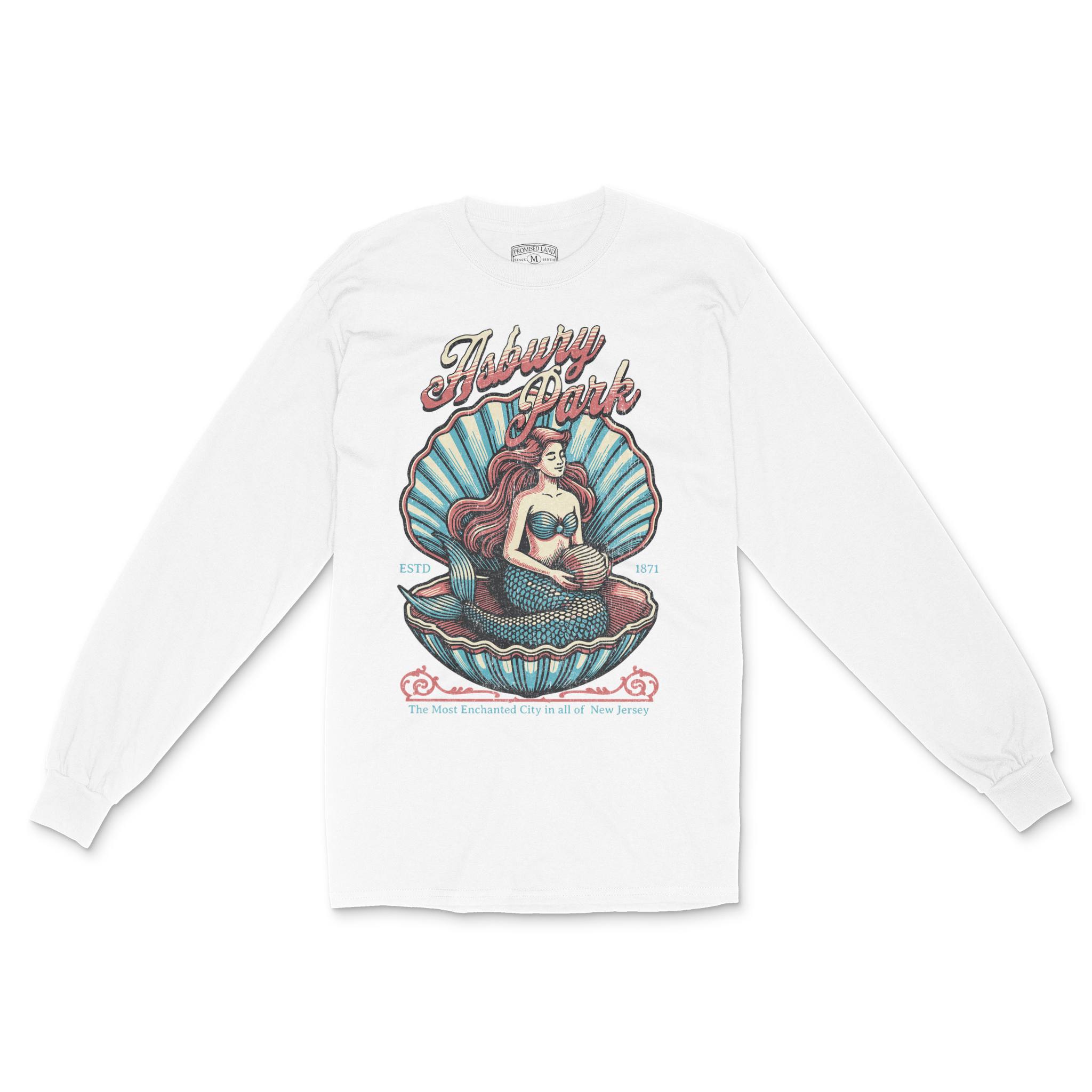 Asbury Park Shell Siren Longsleeve in White - front view