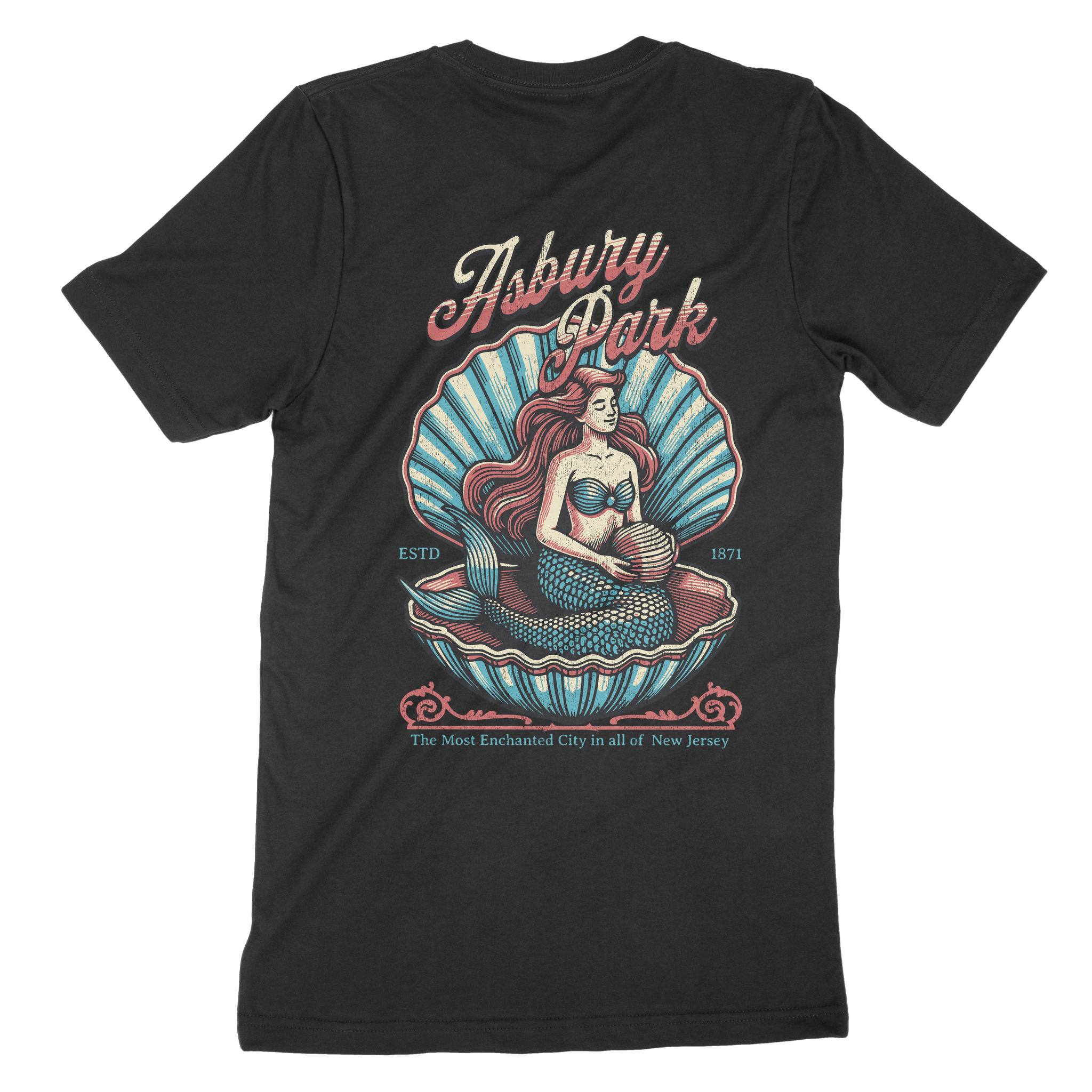 Asbury Park Shell Siren T-Shirt in Black - back view