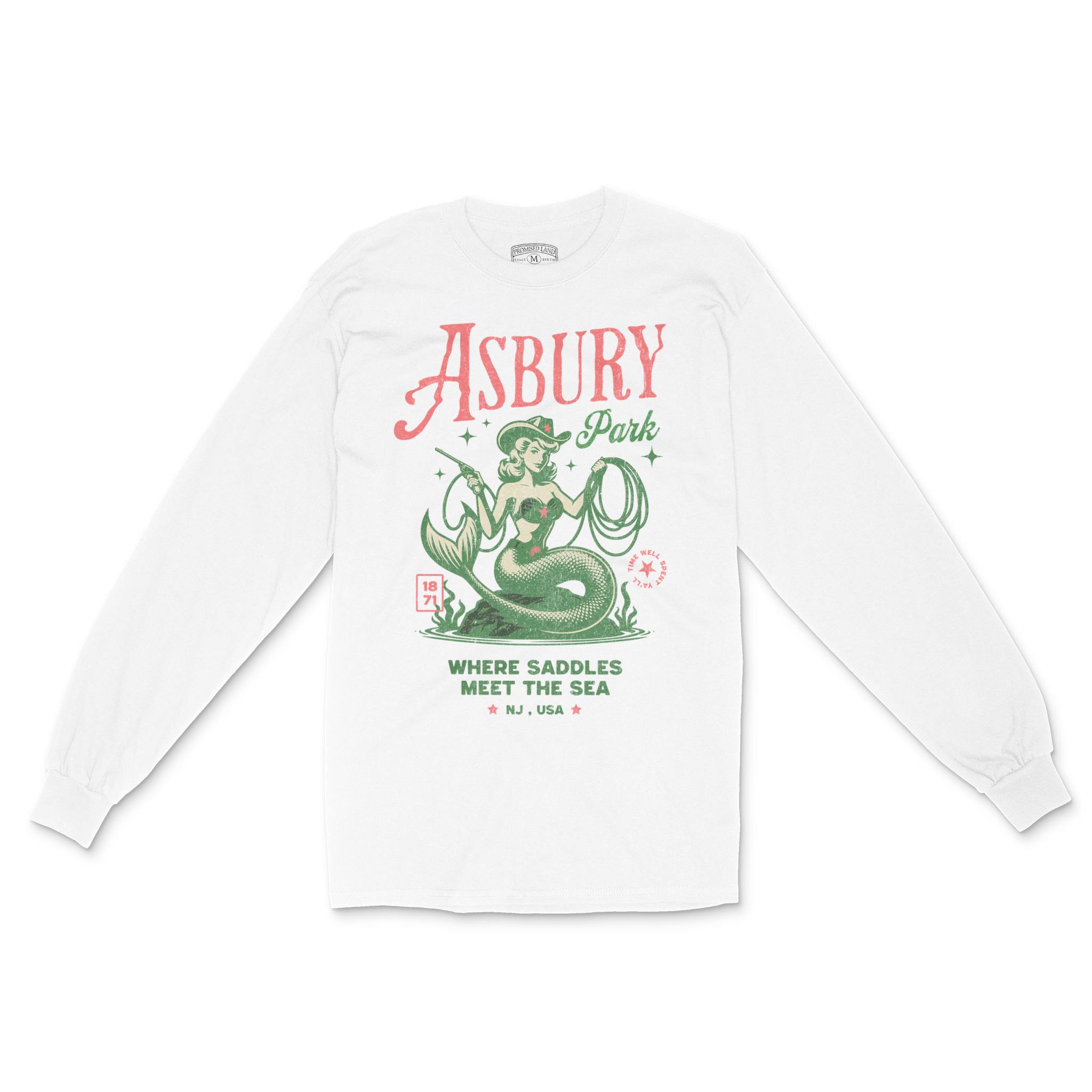 Asbury Park Saddles Mermaid Longsleeve in White - front view