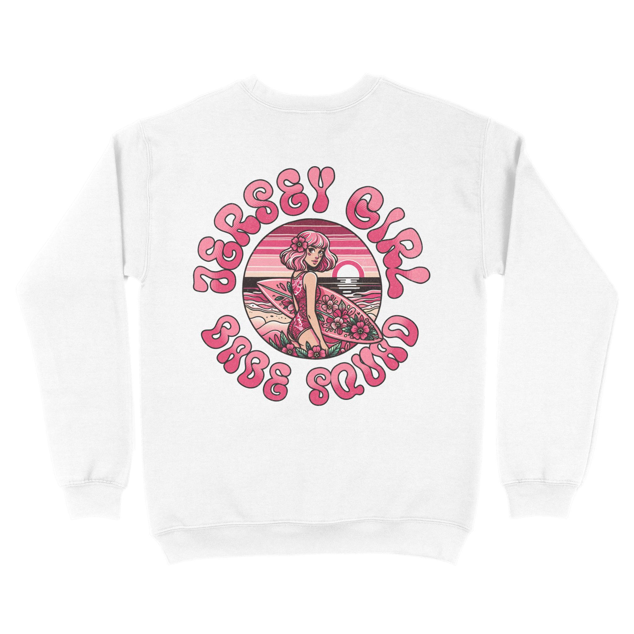 Asbury Park Jersey Girl Surf Squad Crewneck in White - back view