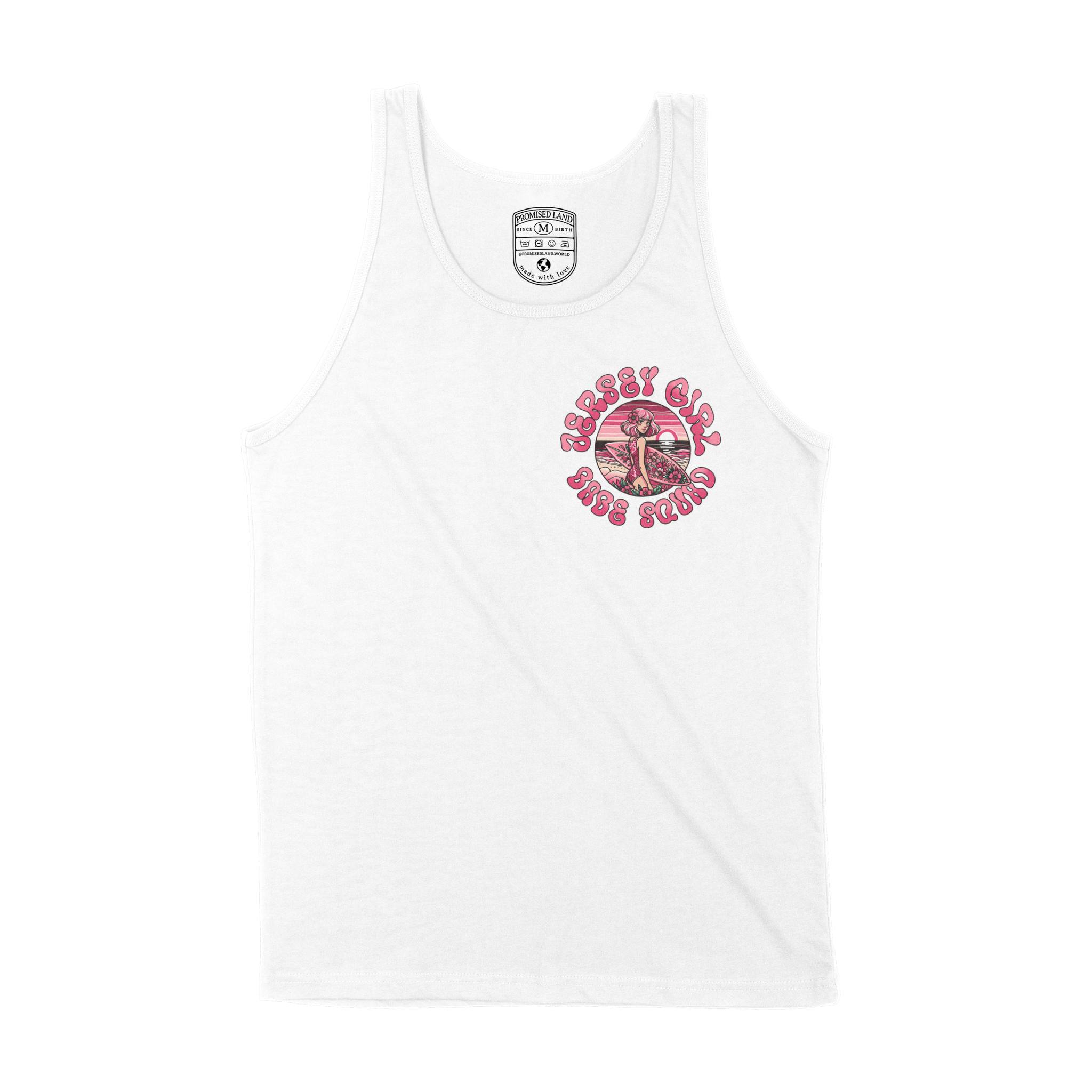 Asbury Park Jersey Girl Surf Squad Tank Top in White - front view