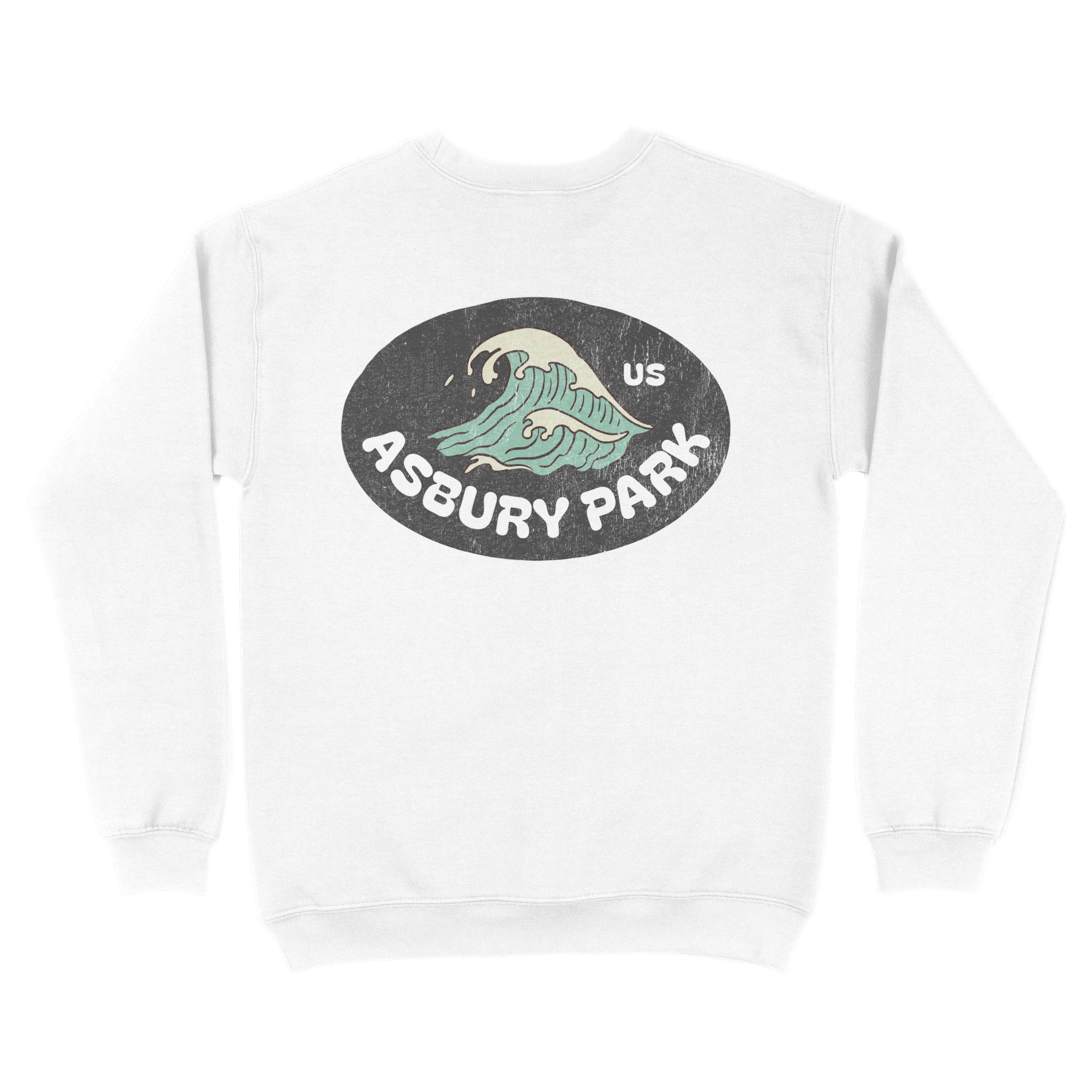 Asbury Park Wave Oval Crewneck in White - back view