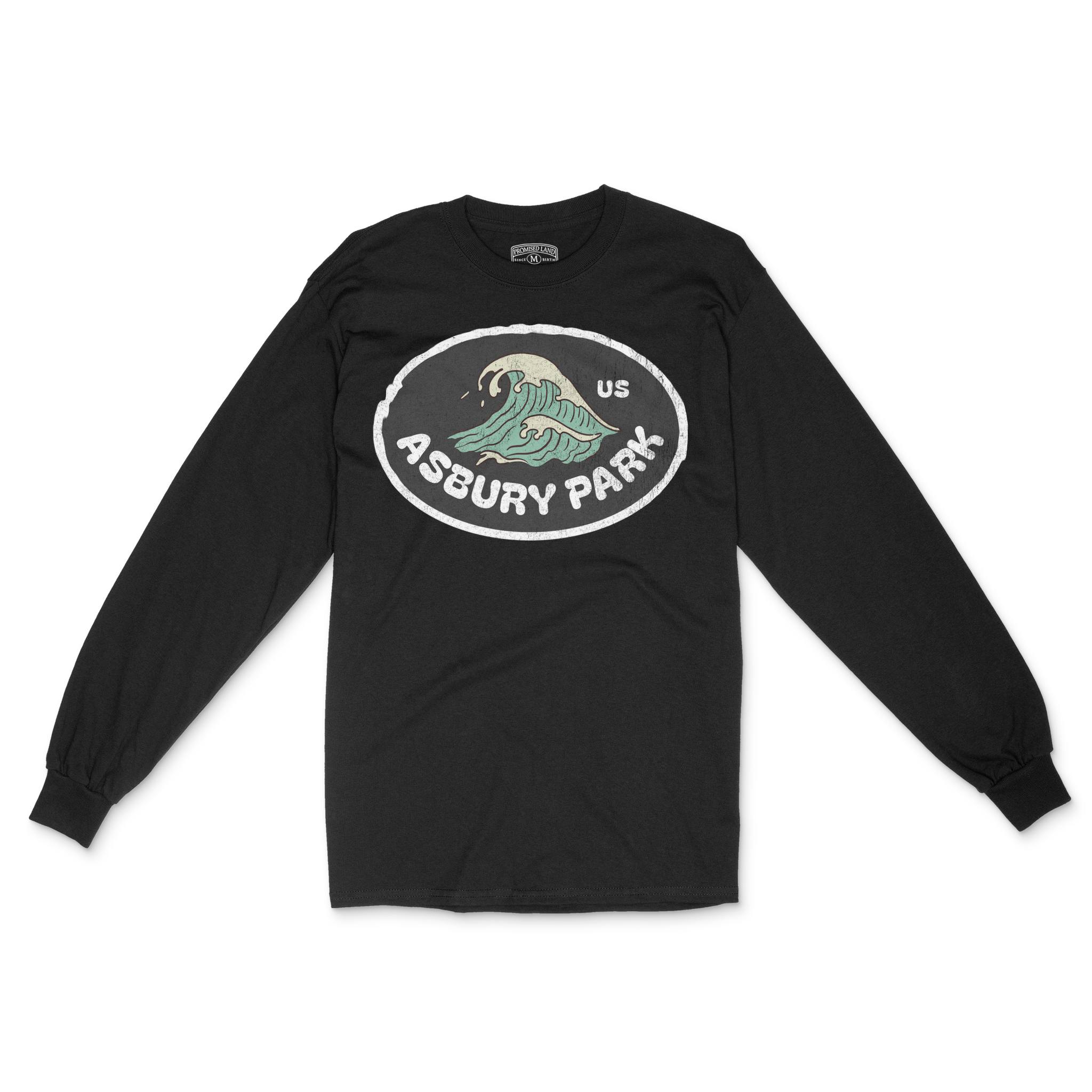 Asbury Park Wave Oval Longsleeve in Black - front view